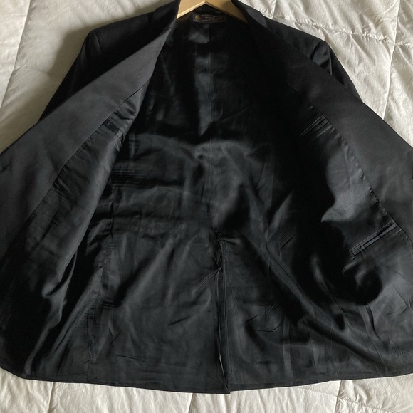 Vtg USA Brooks Brothers Wool Tuxedo Dinner Jacket Men's 44R Black Satin Lapel - Picture 9 of 16